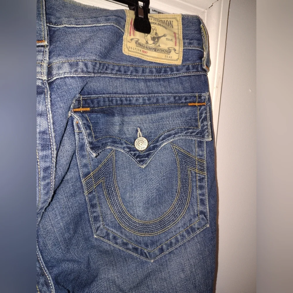 True Religion Distressed Blue Jean Shorts